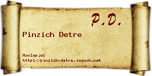 Pinzich Detre névjegykártya